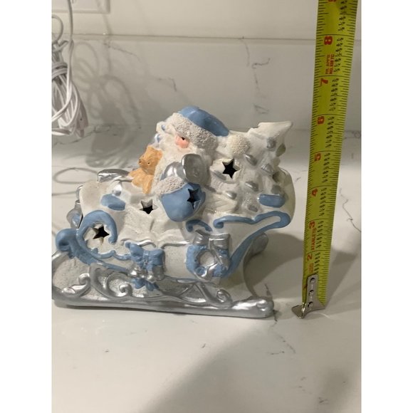 Blue and White Christmas Santa Claus in Sleigh with Light - Picture 8 of 8